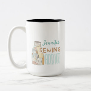 Funny Personalised Name Seamstress Sewing Addict Two-Tone Coffee Mug