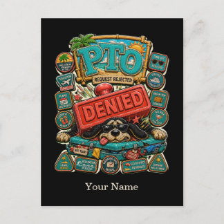 Funny personalised office humour T-shirt featuring Postcard