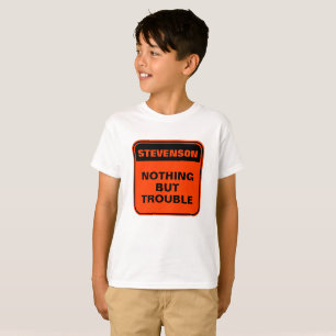 Funny personalised orange nothing but trouble kids T-Shirt