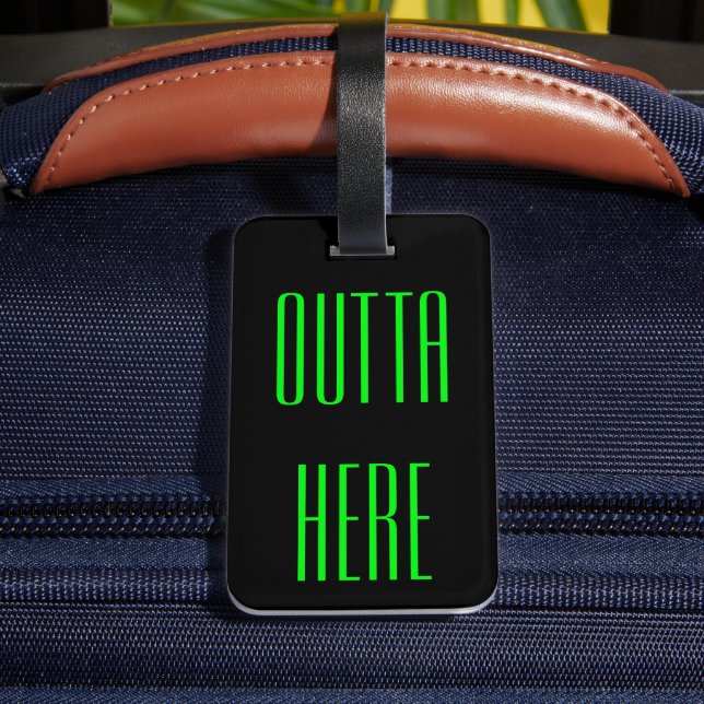 Funny Personalised Outta Here Luggage Tag Gift (Back Insitu 4)