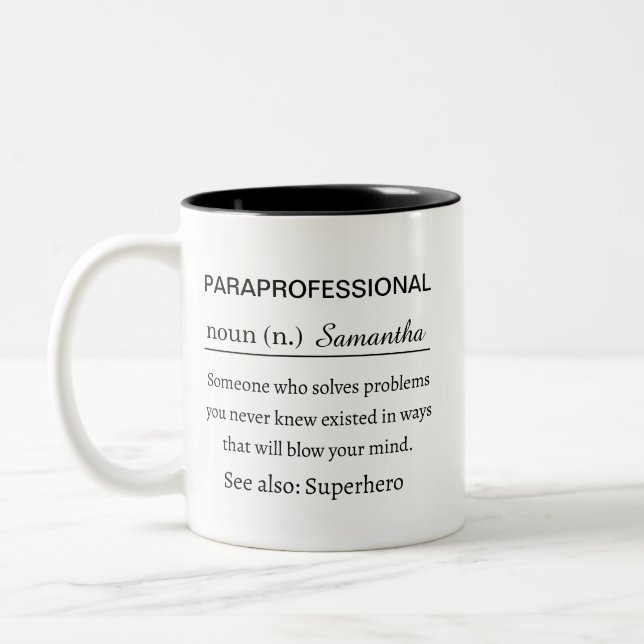 Funny Personalised Paraprofessional Definition Two-Tone Coffee Mug (Left)