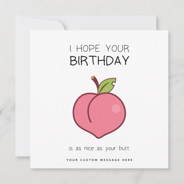 Funny Personalised Peach-Themed Birthday Card (Front)