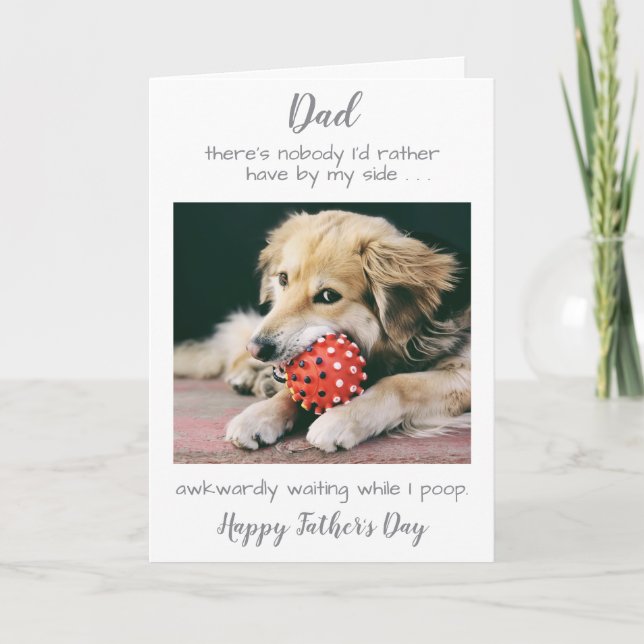 Funny Personalised Pet Photo Dog Dad Fathers Day Holiday Card (Front)