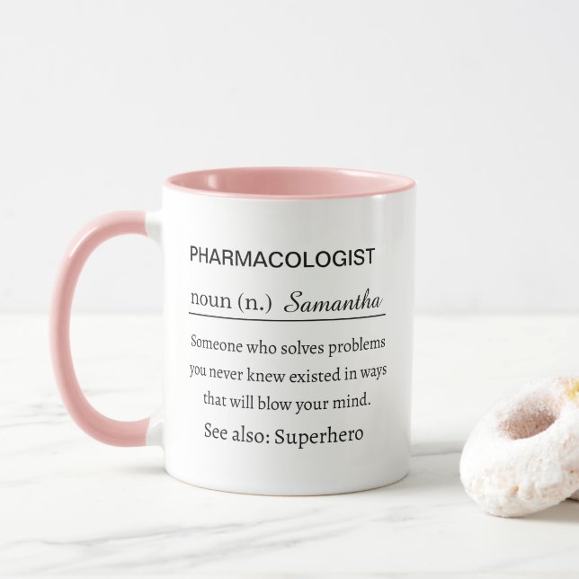 Funny Personalised Pharmacologist Definition Mug (With Donut)
