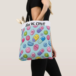Funny Personalised Pharmacy Custom CPhT Name Tote Bag