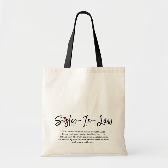Funny Personalised Sister In Law Definition Tote Bag (Front)