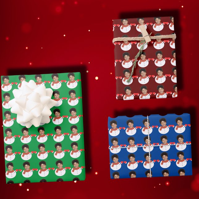 Funny Personalised Snowman Custom Face Photo Xmas Wrapping Paper Sheet (Creator Uploaded)