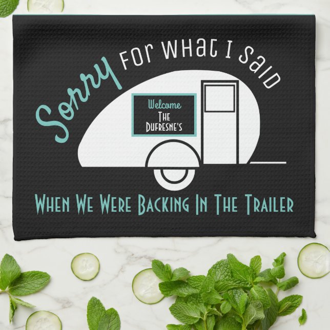 Funny Personalised "Sorry When We Were..." Kitchen Tea Towel (Folded)