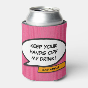 Funny Personalised Speech Bubble Cool Pink Can Cooler