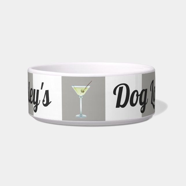 Funny Personalised Taupe Stripes Dog Lounge Bowl (Front)
