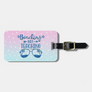 Funny Personalised Teacher Beach Blue Pink Ombre Luggage Tag