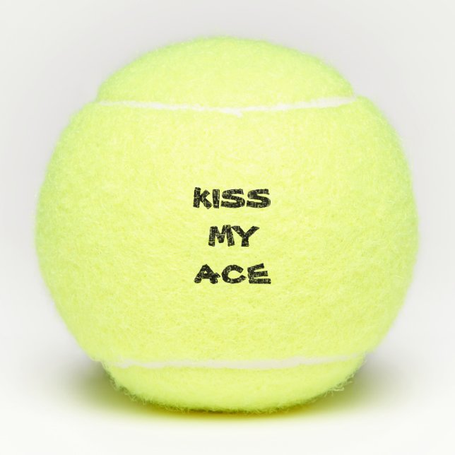 Funny Personalised Text Kiss My Ace Tennis Balls (Front)