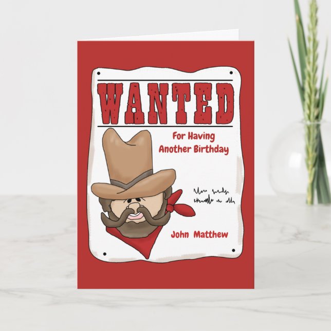 Funny Personalised Wanted Poster Birthday Card (Front)