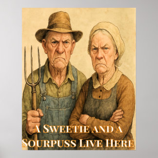 Funny Personalizable Seetie and Sourpuss Art Poster