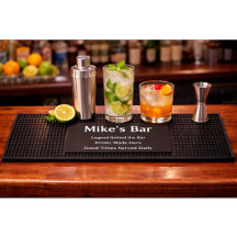 Funny Personalized Bartender Bar Mat Custom Name