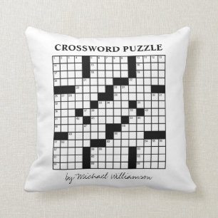 Funny Personalized Black White Crossword Puzzle Cushion