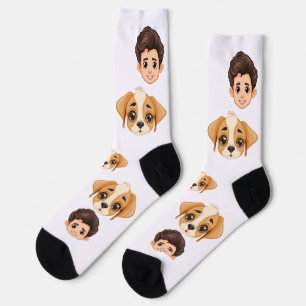 Funny Personalized Couple Face 2 Photos Dog Socks