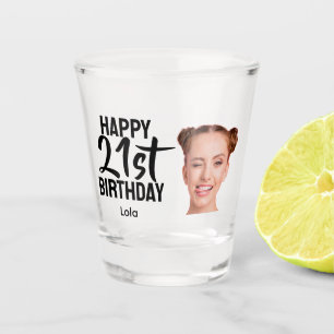 Funny Personalized Face Photo Women 21st Birthday Shot Glass