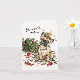 Funny Personalized French Bulldog Christmas Card