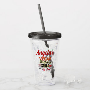 Funny Personalized Las Vegas Birthday Party Squad Acrylic Tumbler