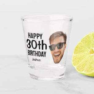 Funny Personalized Men Face Photo 30th Birthday Shot Glass