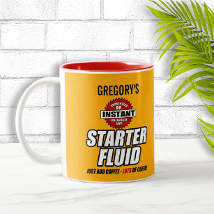 Funny Personalized Starter Fluid Two-Tone Coffee Mug