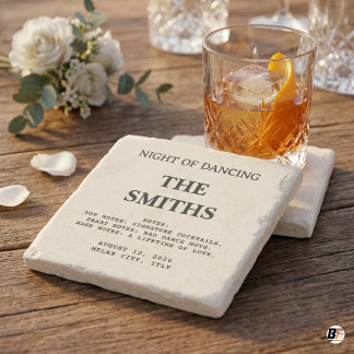 Funny Personalized Wedding Favor "Notes" Stone Coaster