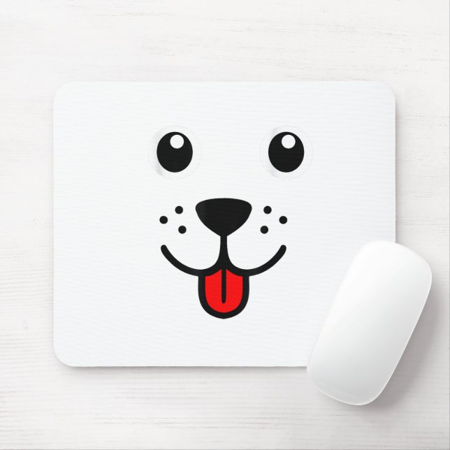 Funny Pet Animal Dog Puppy Happy Emoticon Face Mouse Mat (With Mouse)