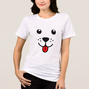 Funny Pet Animal Dog Puppy Happy Emoticon Face Tri-Blend Shirt