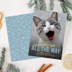 Funny Pet Cat Christmas Foil Holiday Card