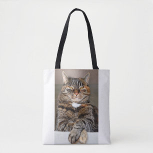 Funny Pet Cat Mean Cynical Humour Not Impressed Tote Bag