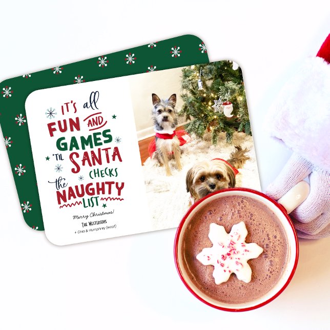 Funny Pet Christmas Card, Naughty list Holiday Card (Creator Uploaded)