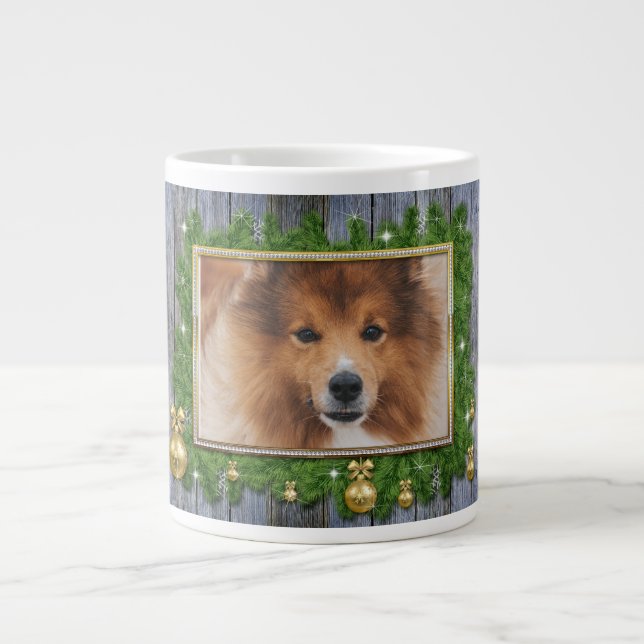 Funny Pet Christmas Photo Large Coffee Mug (Front)