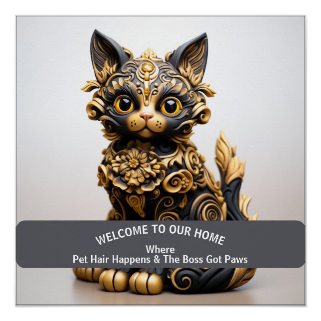 Funny pet friendly home warning poster (Front)