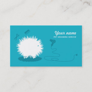 Funny pet grooming Business Card Blue