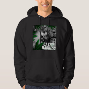 Funny pet illustration: catnip madness hoodie