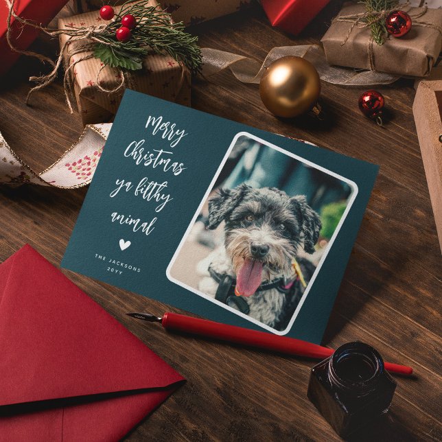 Funny Pet Photo Merry Christmas  Holiday Card (Creator Uploaded)