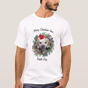 Funny Pet Photo with Santa Hat Christmas  T-Shirt