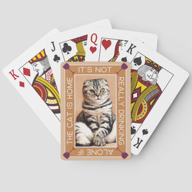 Funny Pet Portrait | Drinking With The Cat Playing Cards (Back)