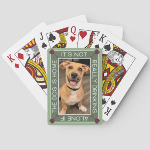Funny Pet Portrait Drinking With The Dog Playing Cards