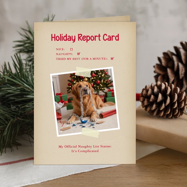 Funny Pet Themed Dog Photo Christmas Folded  Holiday Card (Creator Uploaded)