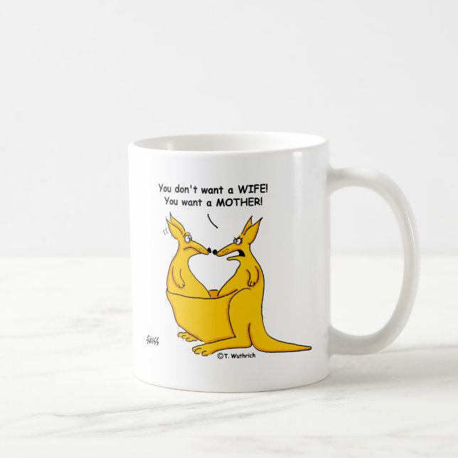 Funny Peter Pan Syndrome Cartoon Kangaroos Coffee Mug (Right)