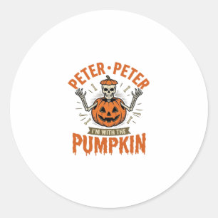 Funny Peter Peter Pumpkin Halloween Skeleton Shirt Classic Round Sticker
