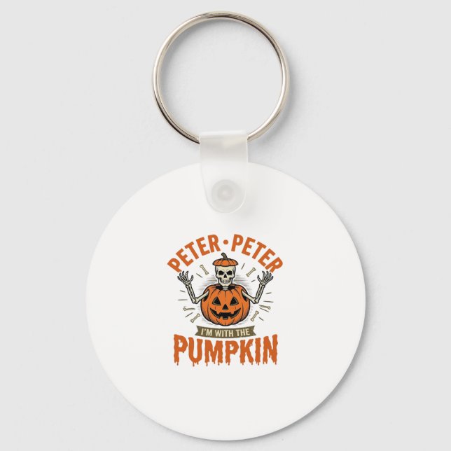 Funny Peter Peter Pumpkin Halloween Skeleton Shirt Key Ring (Front)