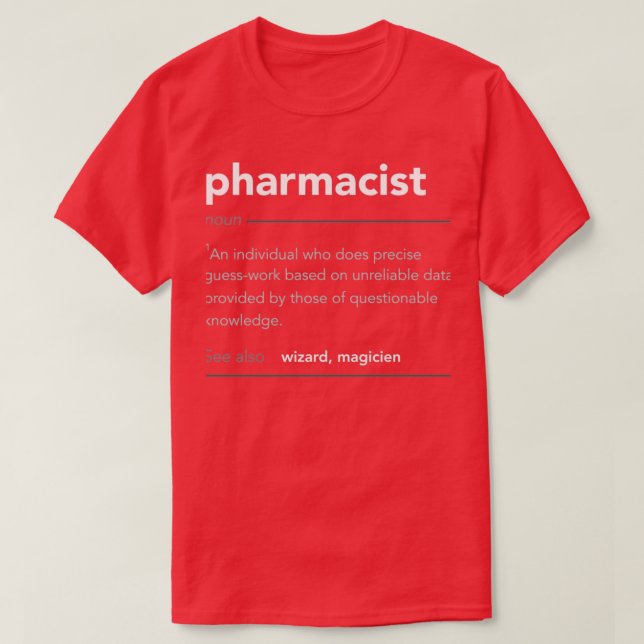 Funny Pharmacist Gift Funny Definition Job Cool Ph T-Shirt (Design Front)