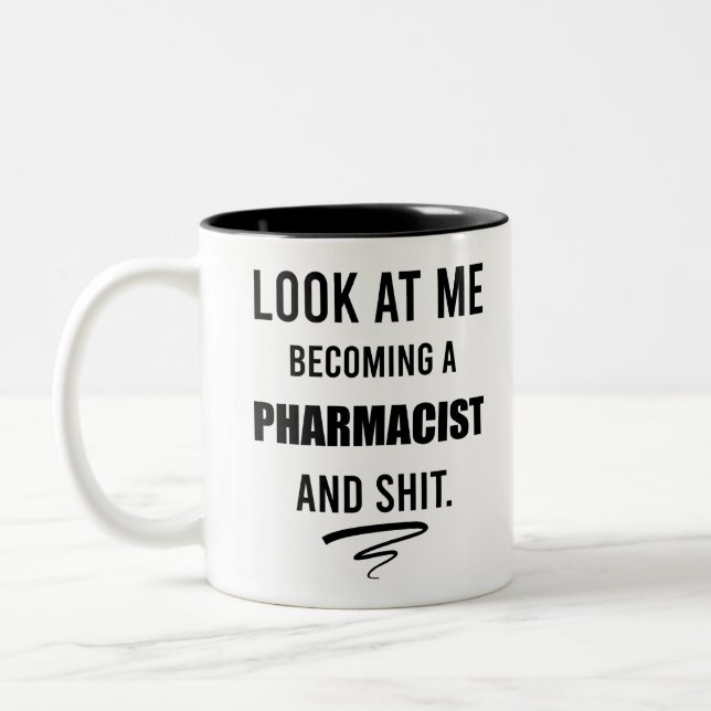 Funny Pharmacist Graduation Party Gift T-shirt Two-Tone Coffee Mug (Left)