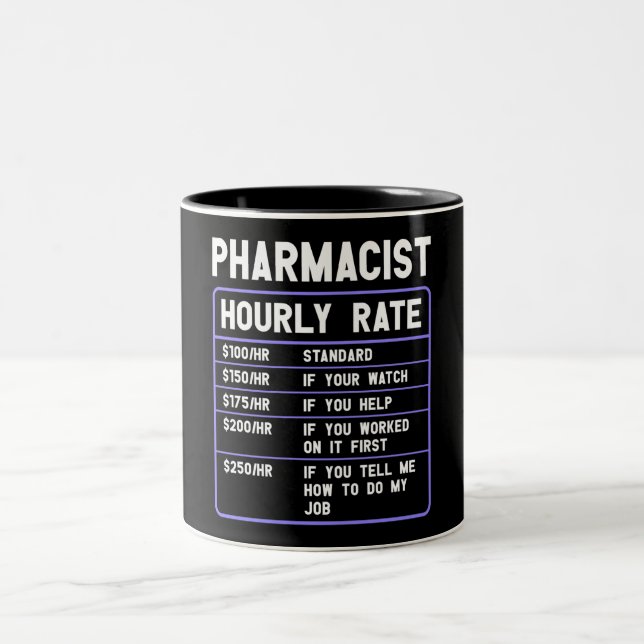 Funny Pharmacist Hourly Rate Two-Tone Coffee Mug (Center)
