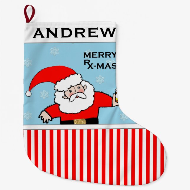 Funny Pharmacist Large Christmas Stocking (Front)