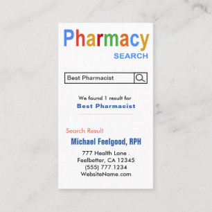 Funny Pharmacist Search Advertising  Business Card