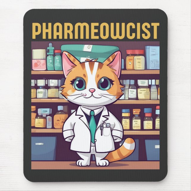 Funny Pharmacy Cat  Mouse Mat (Front)